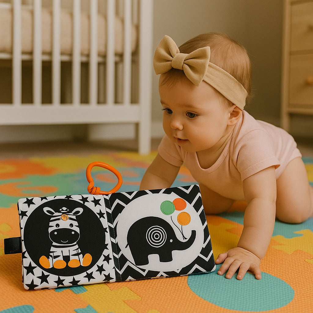 كتاب قماشي ناعم "الأسد – أسود وأبيض" Soft Fabric "Lion - Black and White" Book